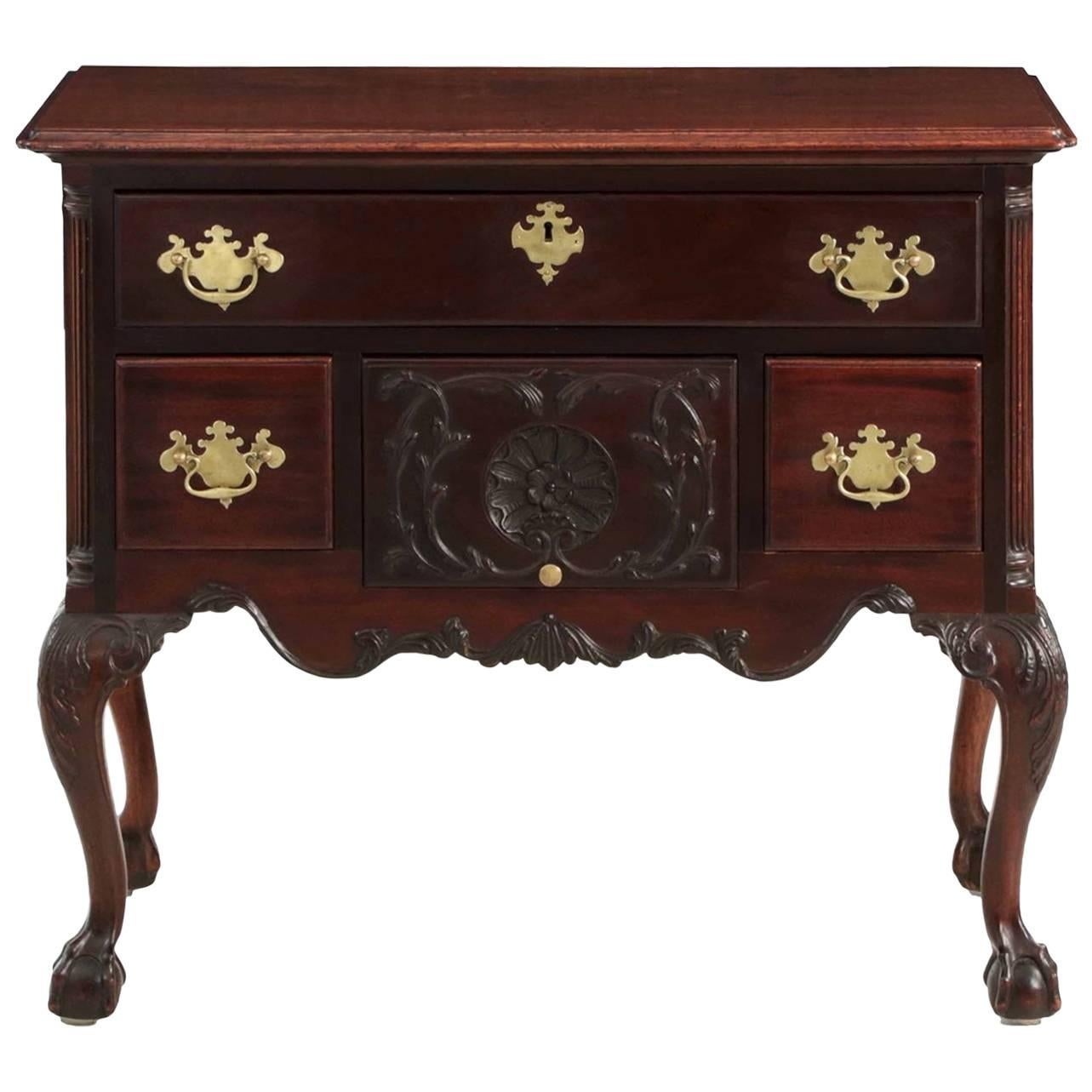 American Chippendale Style Carved Mahogany Lowboy Chest of Drawers, 19th Century