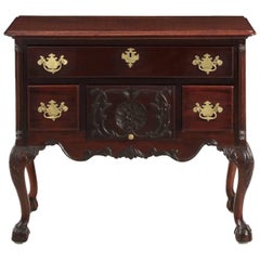 Antique American Chippendale Style Carved Mahogany Lowboy Chest of Drawers, 19th Century