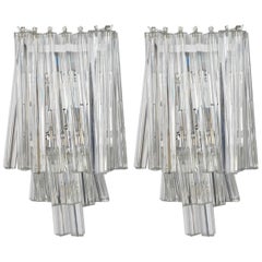 Pair of Sconces in Murano Glass with 22 Triedri by Sconce