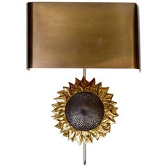 Sun Flower Bronze Wall Sconce by Maison Charles