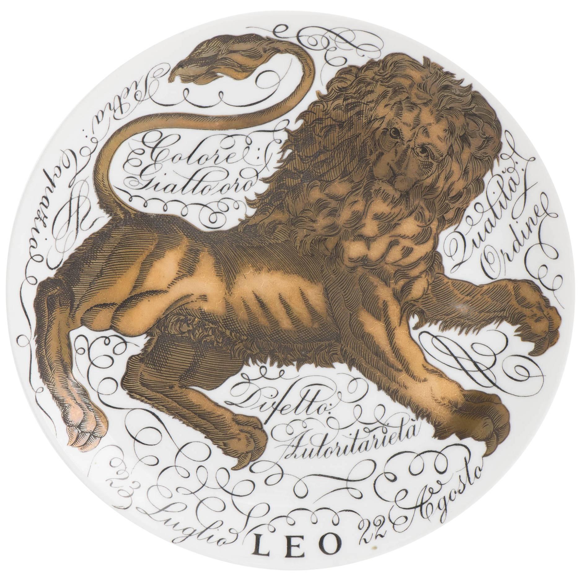 Piero Fornasetti porcelain horoscope plate no 2 Leo, Italy 1965