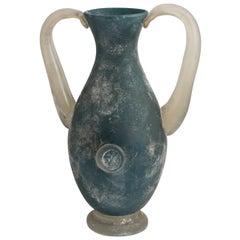Alessandro Barbaro Murano glass vase with large handles, Italy 2016