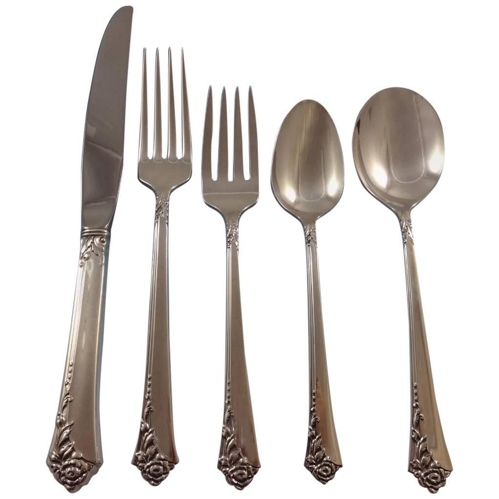 Damask Rose by Oneida Sterling Silver Flatware Set for 8 Service 48 Pieces For Sale