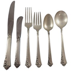 Damask Rose by Oneida Sterling Silver Flatware Set for Eight Service 49 Pieces