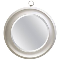 Postmodern Round Steel Wall Mirror Ascribable to Sergio Mazza, Italy, 1970s