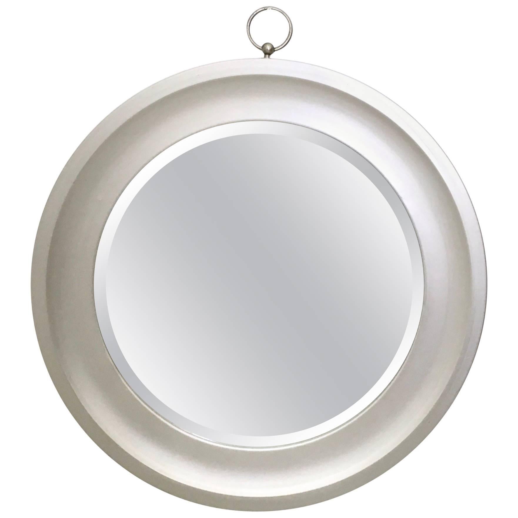 Postmodern Round Steel Wall Mirror Attributed to Sergio Mazza, Italy For Sale