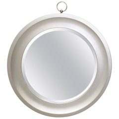 Postmodern Round Steel Wall Mirror Attributed to Sergio Mazza, Italy