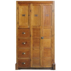 Antique American School Oak Locker