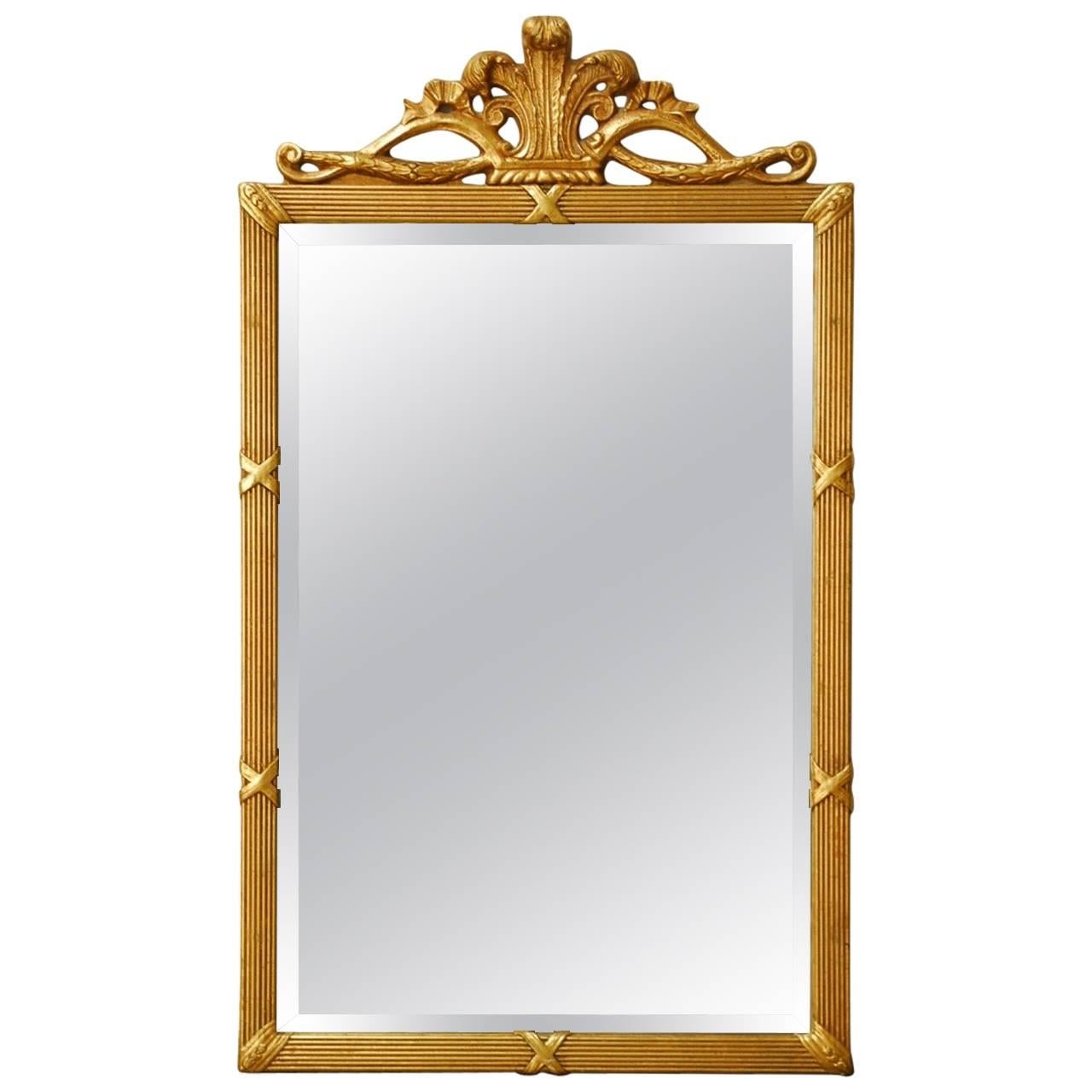 Louis XVI Style Giltwood Bevelled Mirror