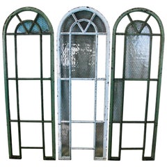 Antique 1910, Steel Factory Windows with Arched Top