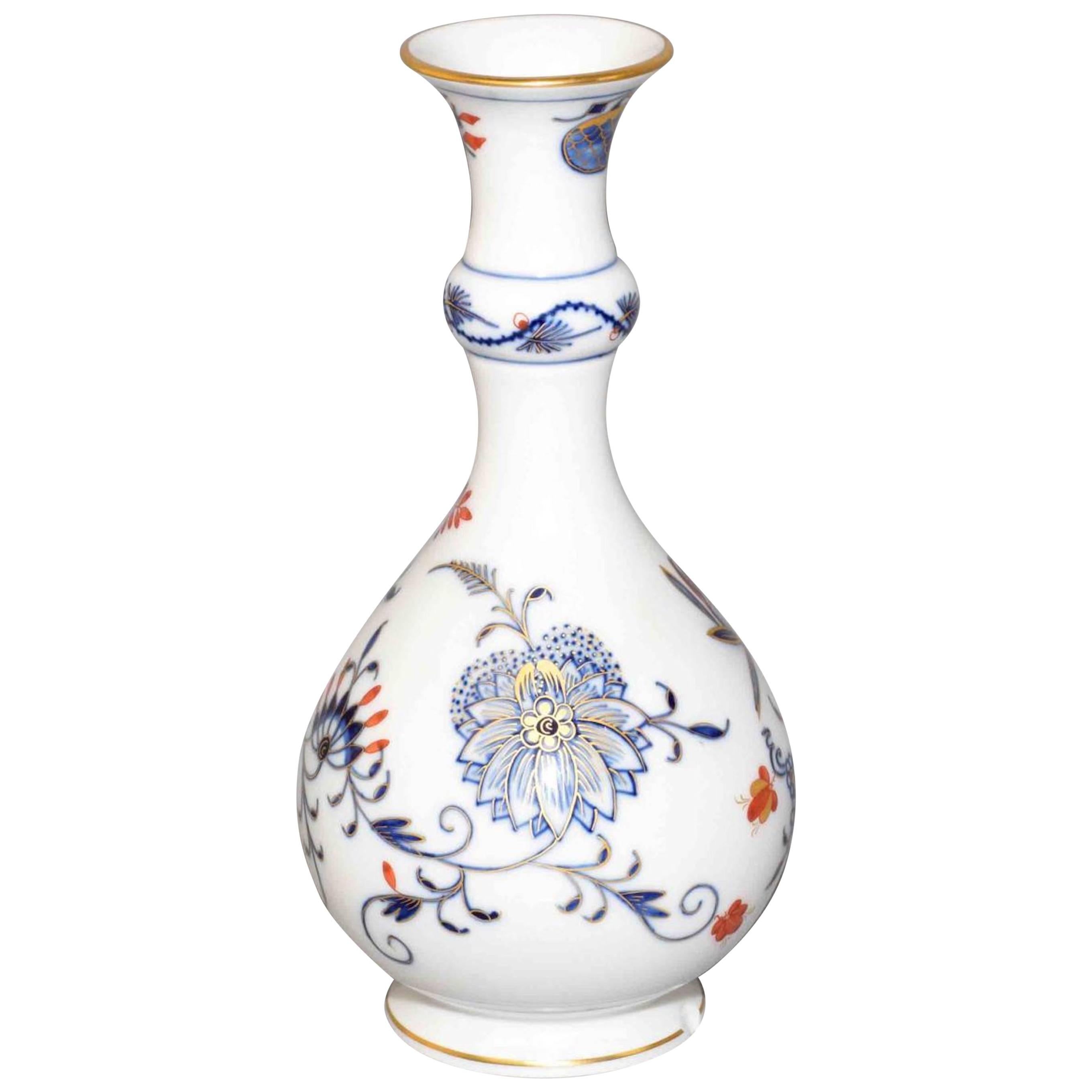 19th Century Meissen Porcelain Floral Design Bottle Vase