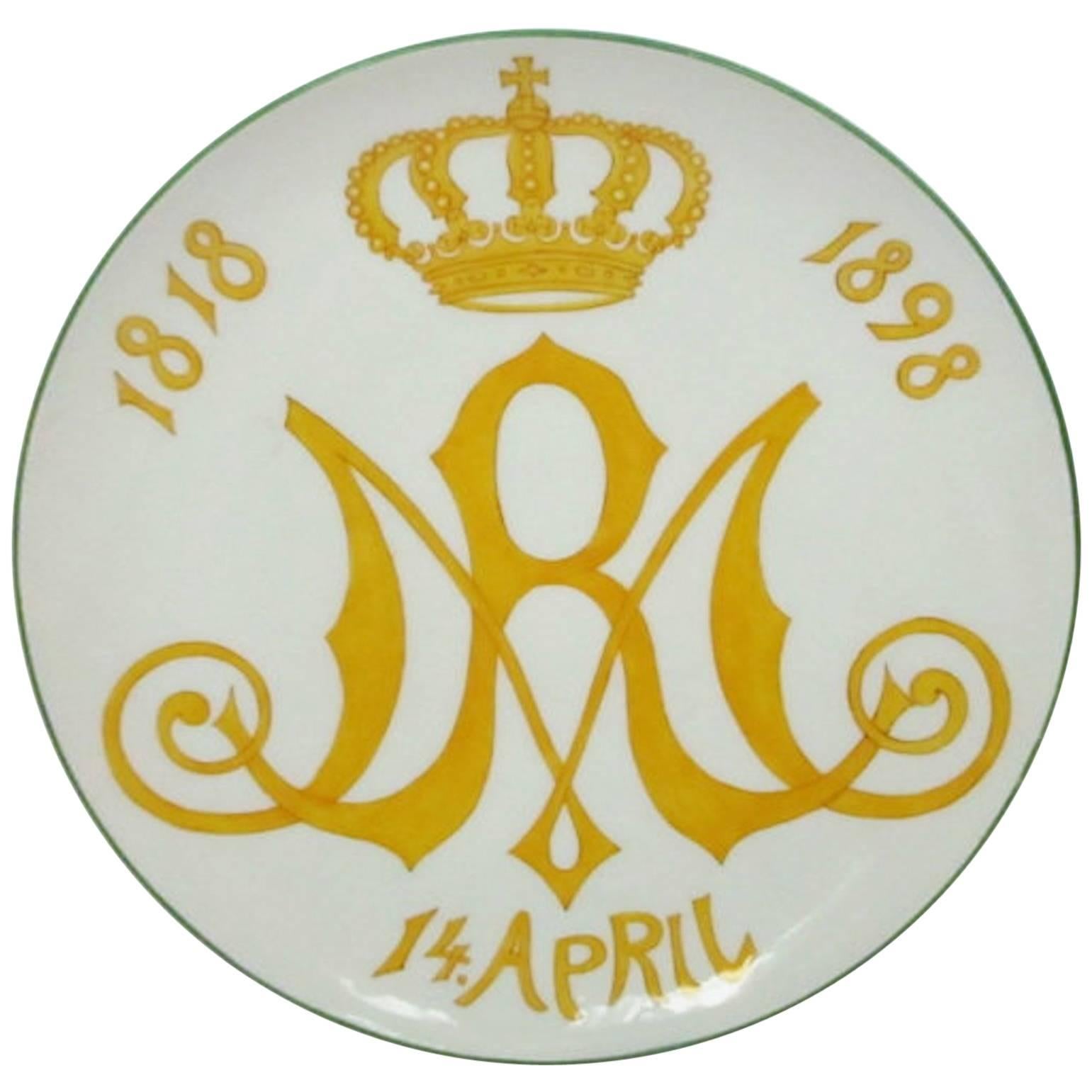 1898 Meissen Teller Porcelain Royal Jubilee Plate Marie of Saxe-Altenburg German