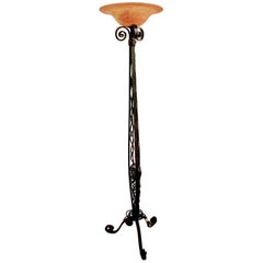 Art Deco, Wrought Iron Floor Lamp Signed Daum Nancy, 1925 8
