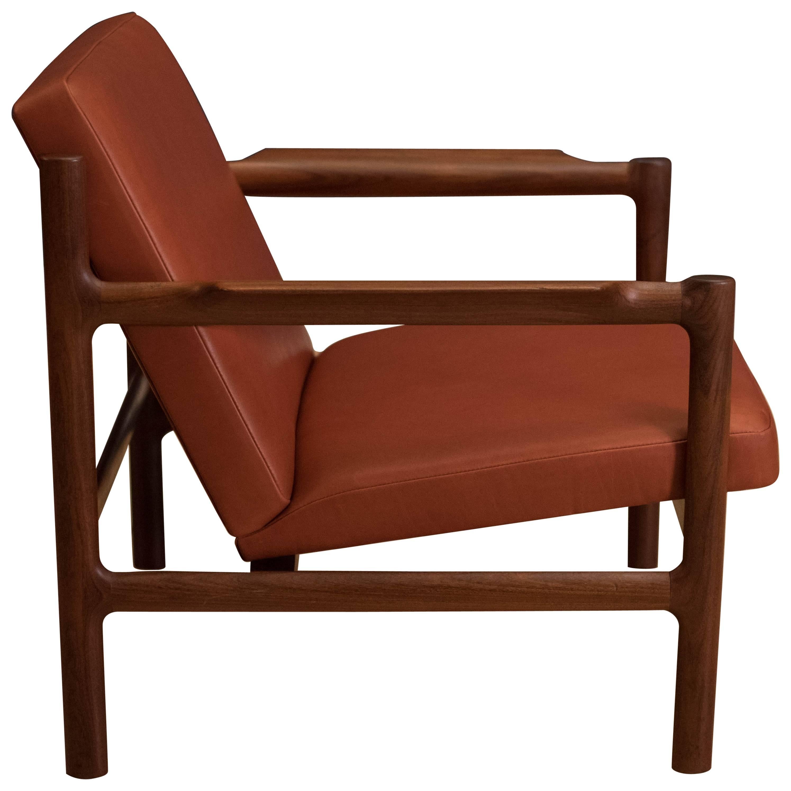 Mid Century Teak and Leather Lounge Chair by Bruksbo