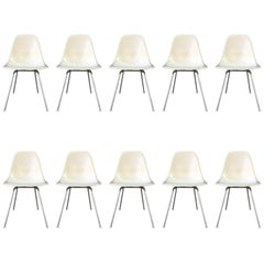 Ten Parchment Herman Miller Eames Dining Chairs