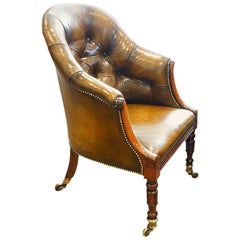 Antique William IV Rosewood Button-Back Leather Desk Chair