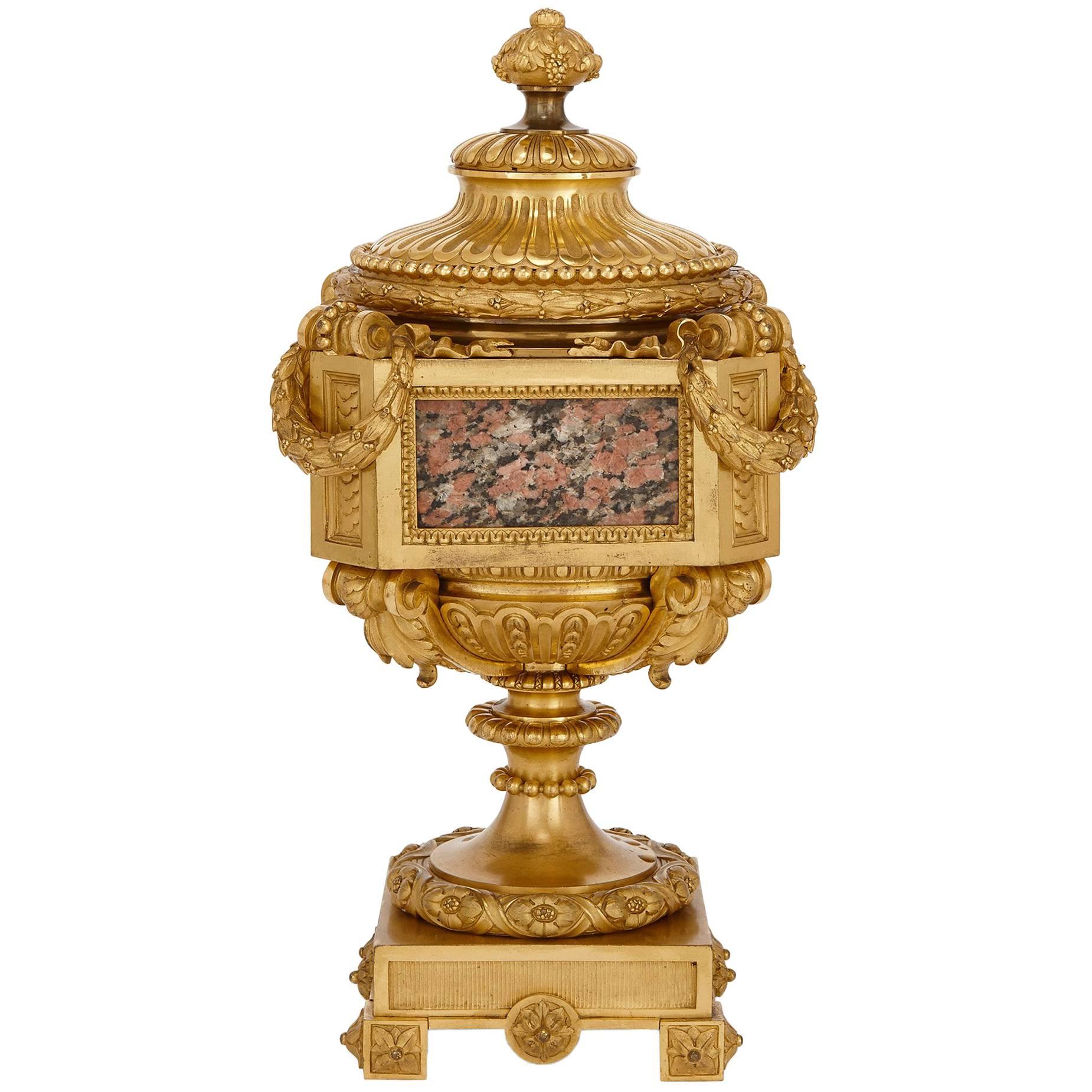 Neoclassical Style Marble Mounted Ormolu Antique Vase Attributed to Picard