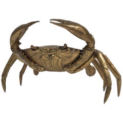 Vintage Italian Sculpture of a Crab in Brass, 1960