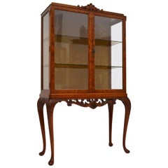 Antique Burr Walnut Display Cabinet