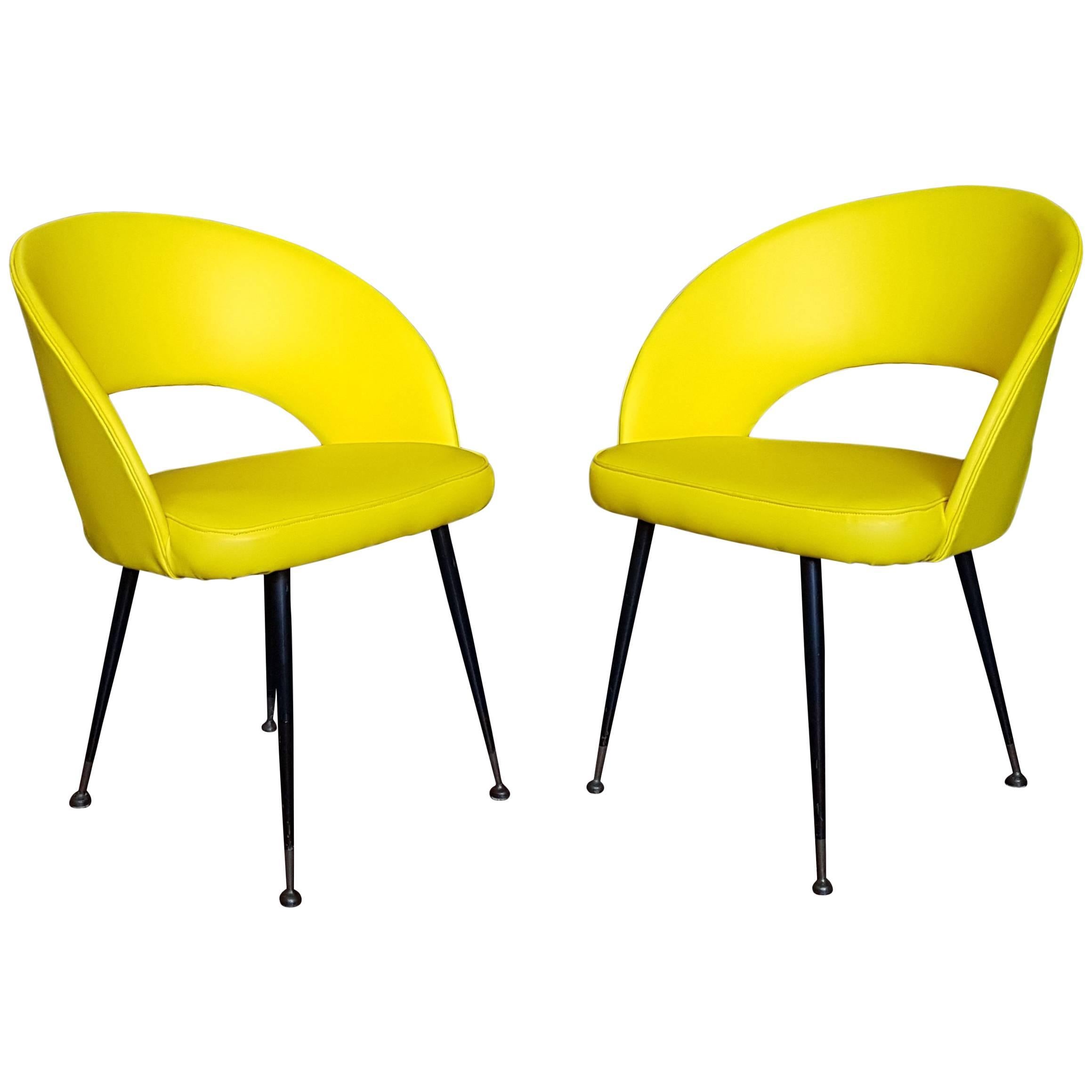 1950s Pair of Yellow Armchairs For Sale