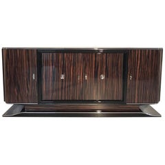 Art Deco Macassar Sideboard with Black Interior