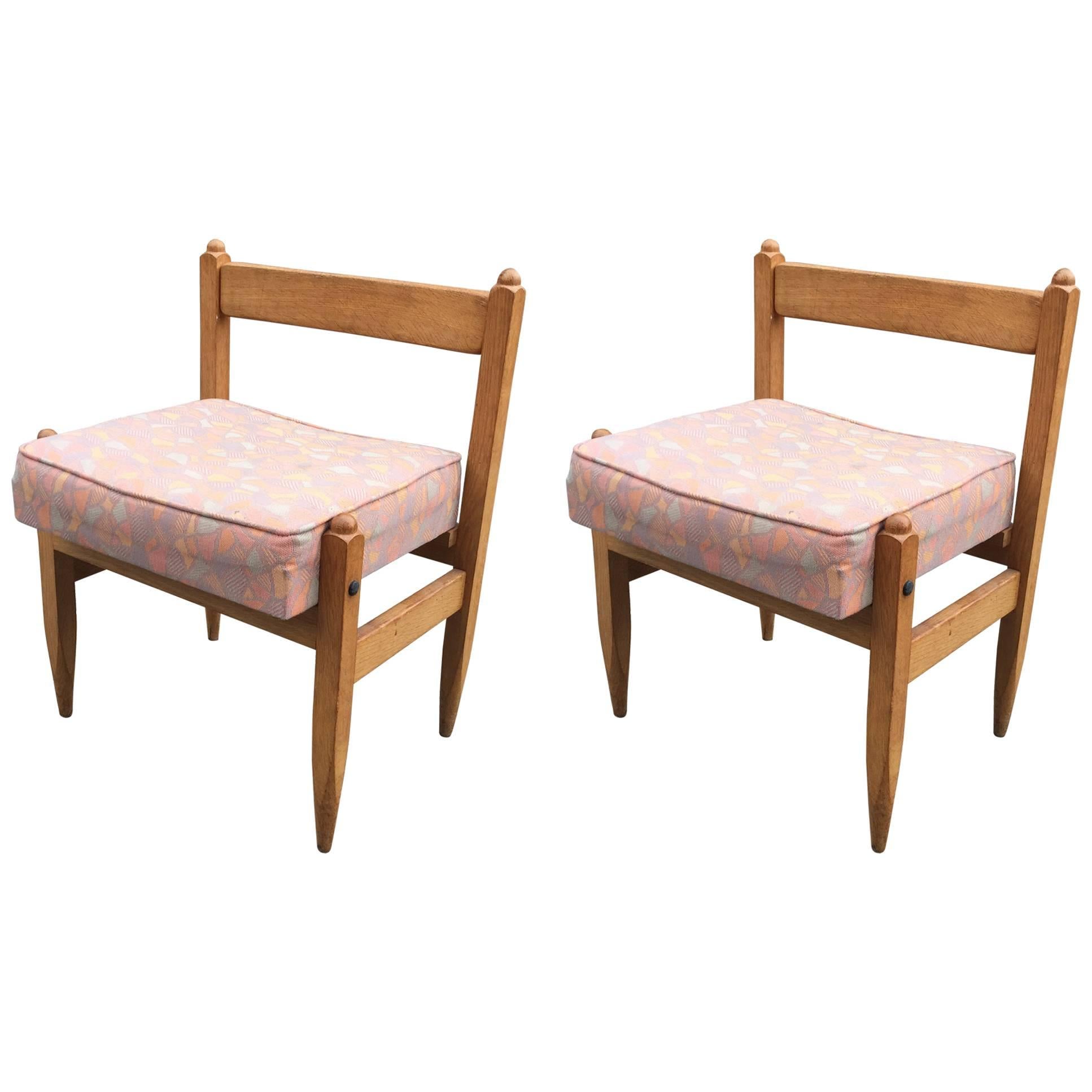 Guillerme et Chambron Pair of Oak Chairs, Votre Maison Edition, France, 1960