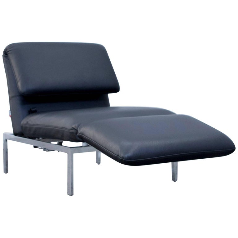Brühl and Sippold Roro Designer Chaise Longue Recamiere Leather Black