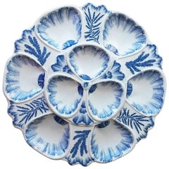 19th Century Blue and White Oyster Plate Vieillard Bordeaux