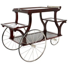 Chariot de bar Jugendstil Hêtre Nickel Verre Style Adolf Loos, vers 1902, Vienne