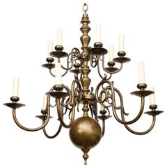 Antique Brass Twelve-Light Chandelier