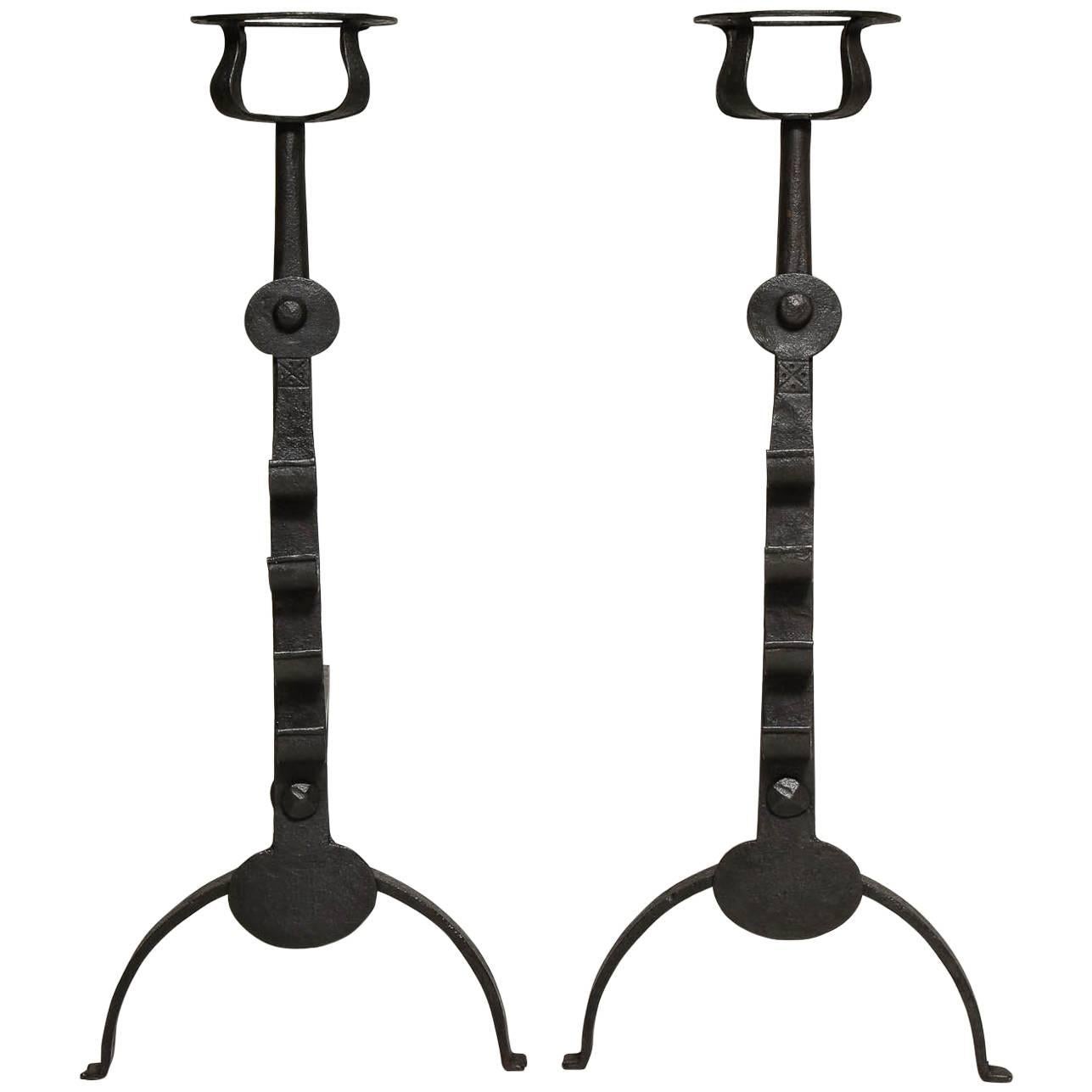 Pair of English Cotswold School Andirons