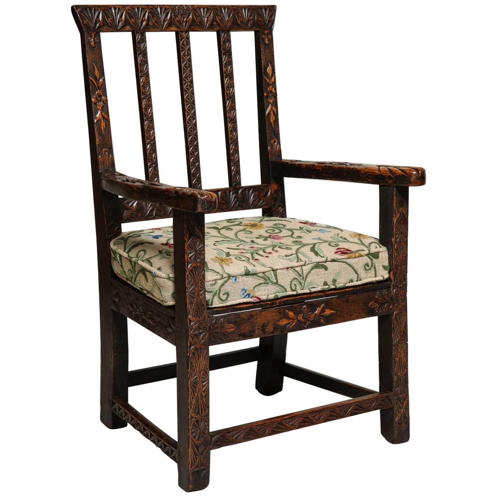 18th Century English Folk Art Chair For Sale