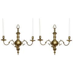 Pair of English Three-Light Chandeliers