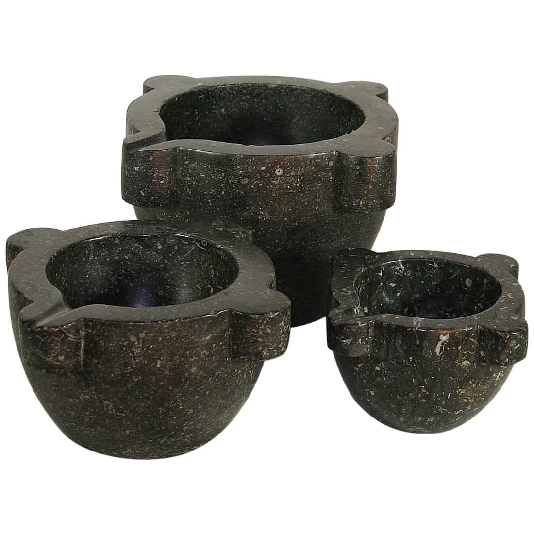 Collection of 19th Century, French Grey/ Black Marble Mortars