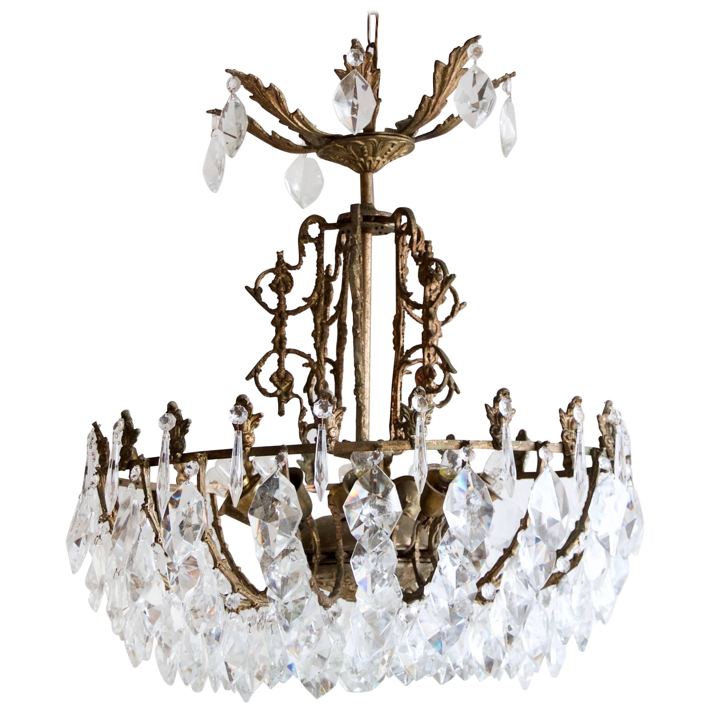 French Brass Multi-Arm Chandelier