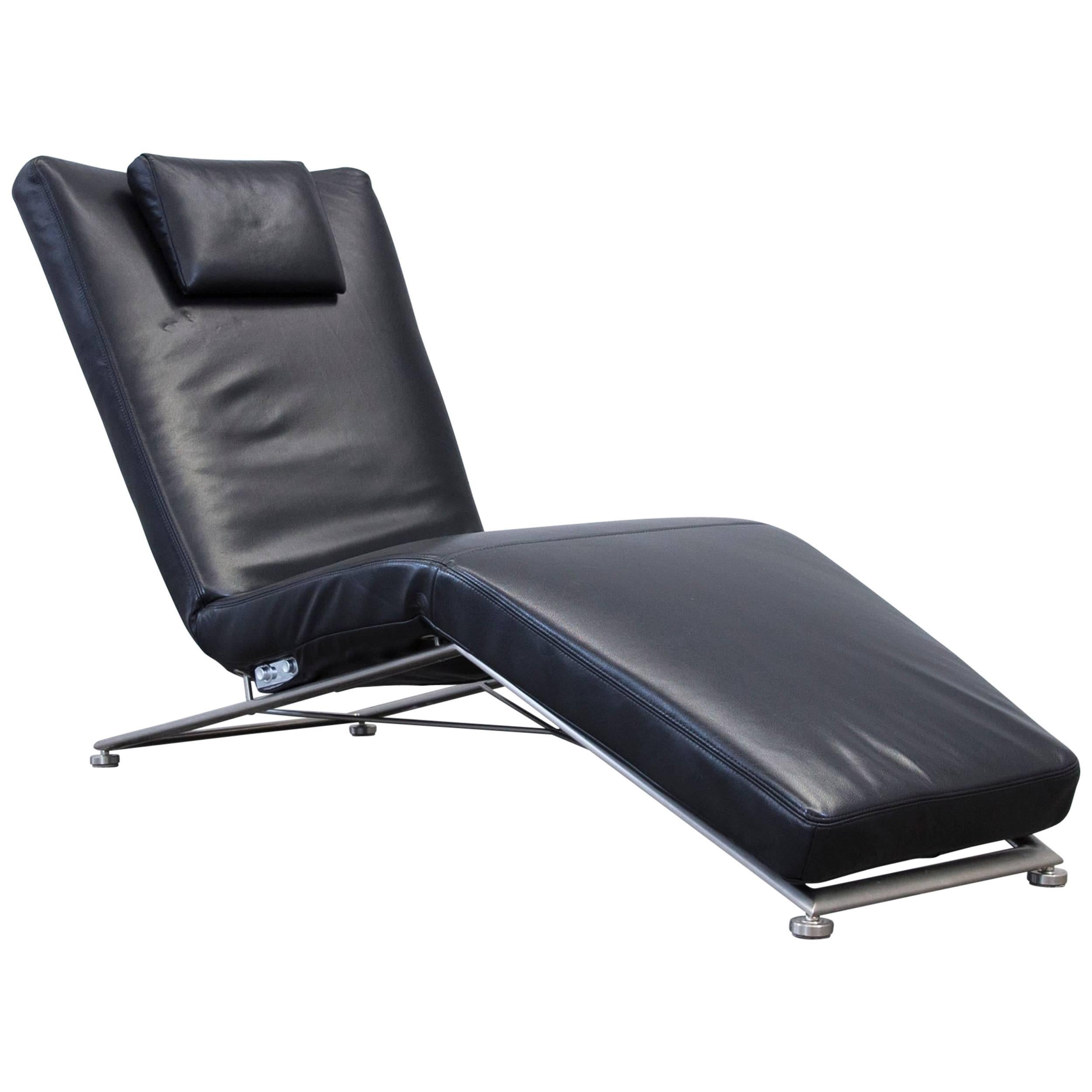 Koinor Designer Chaise Longue Leather Black Recamiere Chair Function Modern