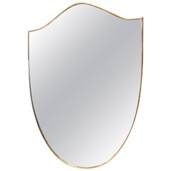Italian Brass Shield Shaped Framed Mirror
