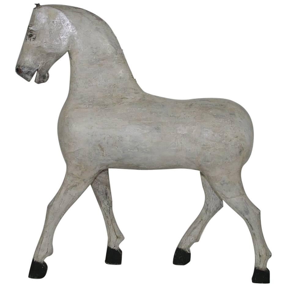 19th Century, French Painted Wooden Horse