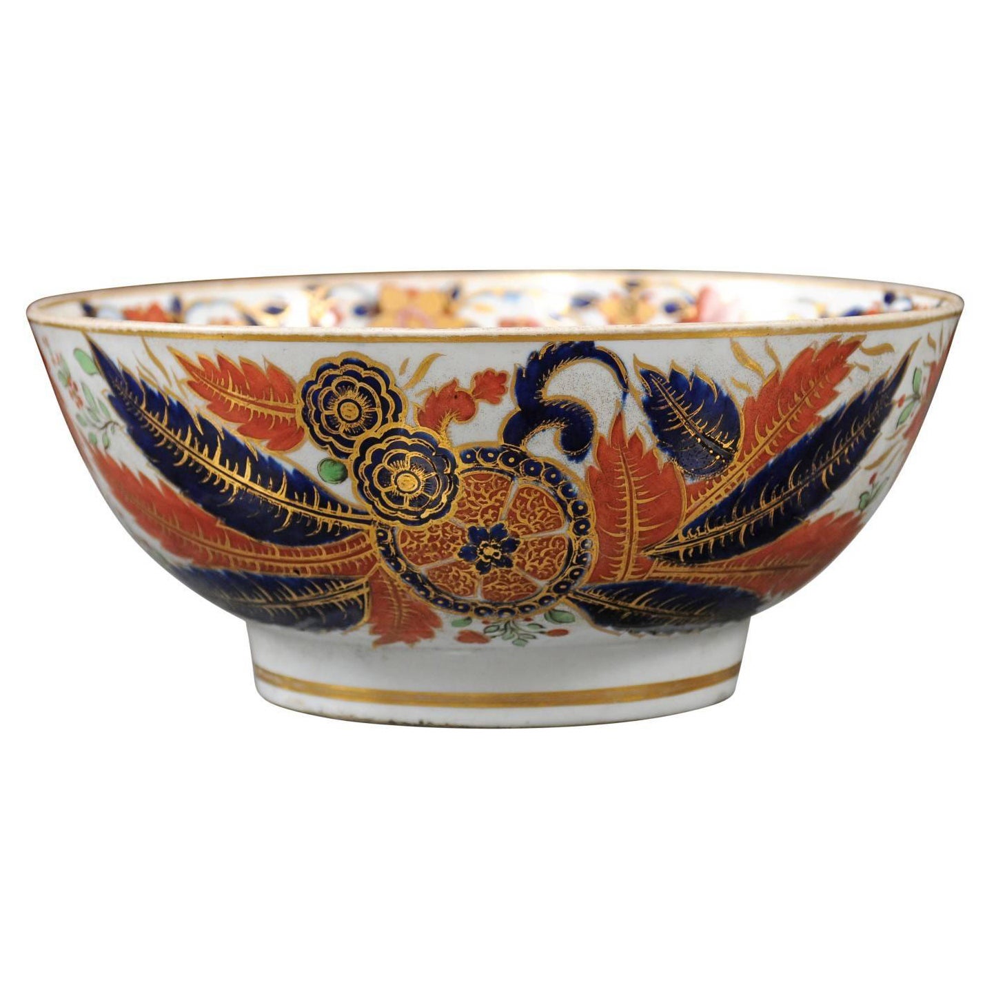 Spode “Tabacco Leaf” Punch Bowl after Chinese Export Design, England, ca. 1820 For Sale