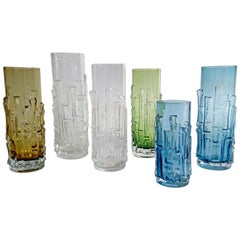 Mid-Century Glass Bark Vases by Bo Borgström Åseda, Sweden, 1960s