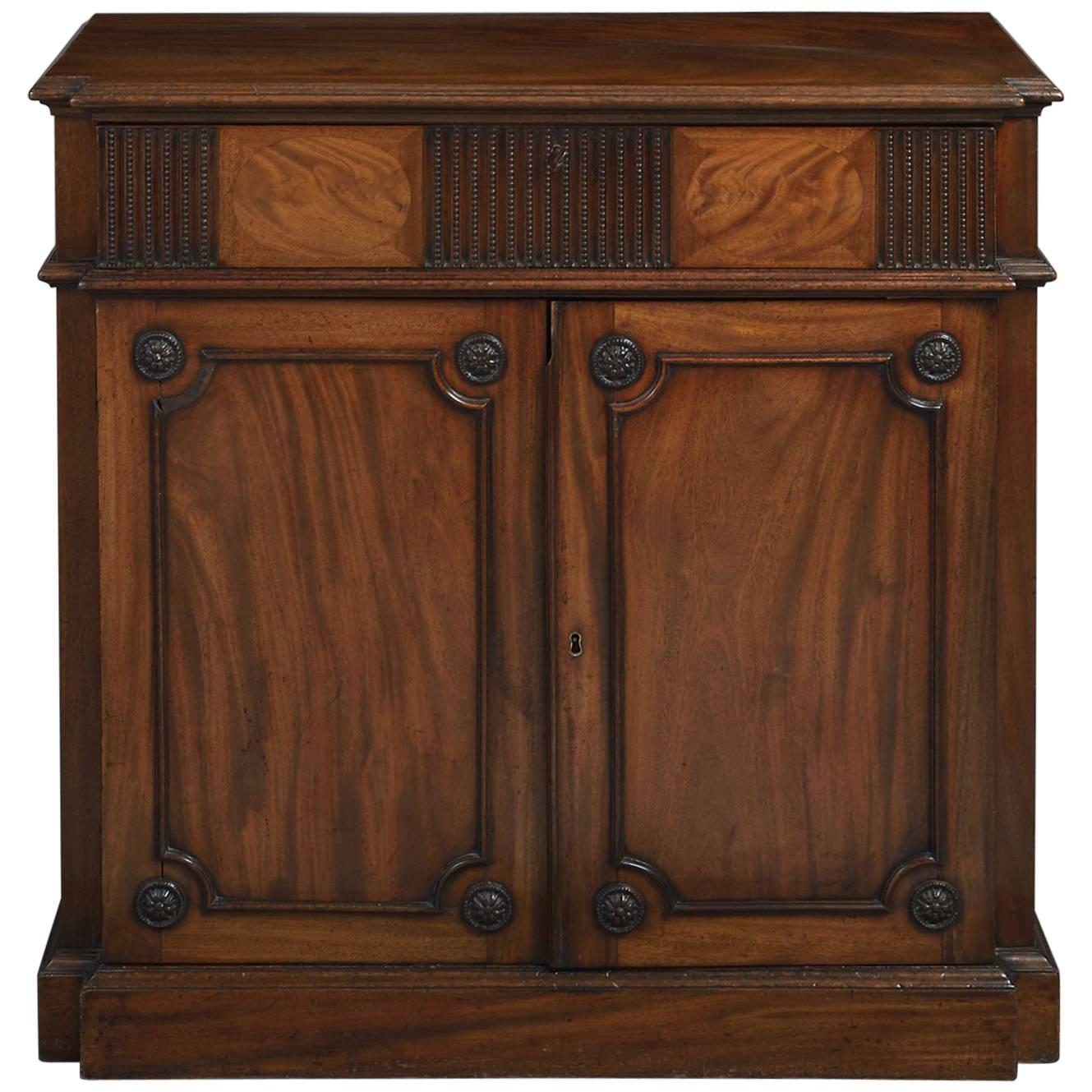 Rare 18th Century George III Carved Mahogany Secretaire Side Cabinet For Sale