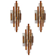 Three Poliarte Italian 1960s Midcentury Glass Sconces 1