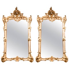 19th Century White and Gold Pair of Venetian Wall Mirrors