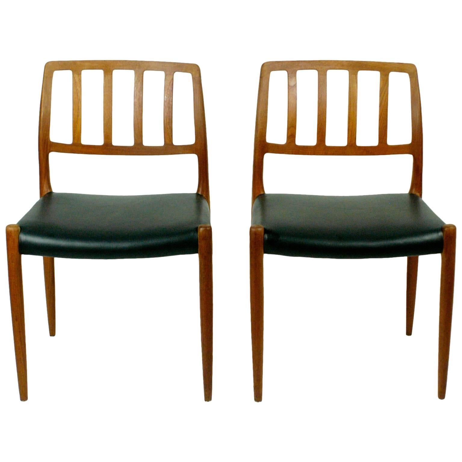 Pair of Two Scandinavian Modern Niels Otto Möller Teak Dining Chairs Mod. 83