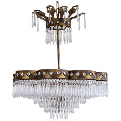 Antique Large French Waterfall Chandelier