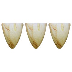 Vintage Set of Three High Clichy Glass  Sconces, circa 1960