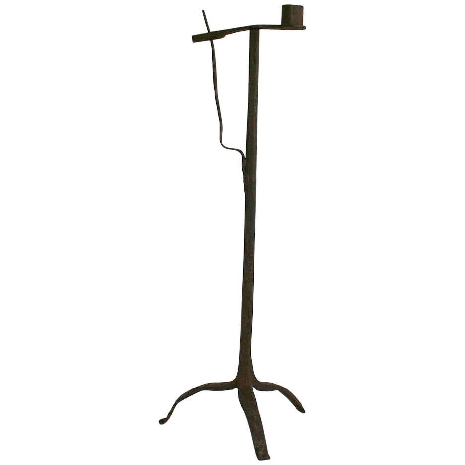 French 18th Century Hand-Forged Iron Candleholder