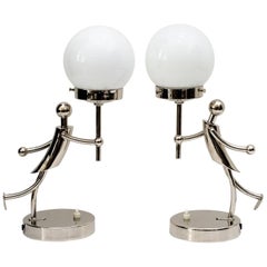 Two Rare Art Deco Table Lamps in Hagenauer Style, circa 1920s