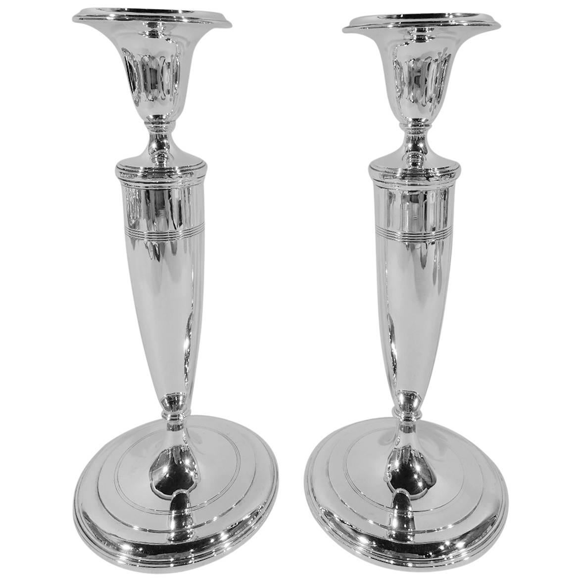 Pair of Classic Modern Sterling Silver Candlesticks by Tiffany