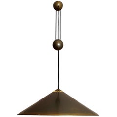 Large Adjustable Counterweight Pendant Lamp Matte Brushed Brass, Florian Schulz